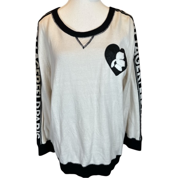 Karl Lagerfeld Black and White Heart Sweater - Picture 3 of 9